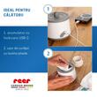 Incalzitor portabil biberoane si alimente pentru bebelusi, 4 trepte temperatura 37-50°C, acumulator cu incarcare USB-C, 3 adaptoare biberon incluse, afisaj temperatura, timer cu oprire automata, independent de priza, Reer Heat2Go 33060