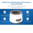 Incalzitor portabil biberoane si alimente pentru bebelusi, 4 trepte temperatura 37-50°C, acumulator cu incarcare USB-C, 3 adaptoare biberon incluse, afisaj temperatura, timer cu oprire automata, independent de priza, Reer Heat2Go 33060