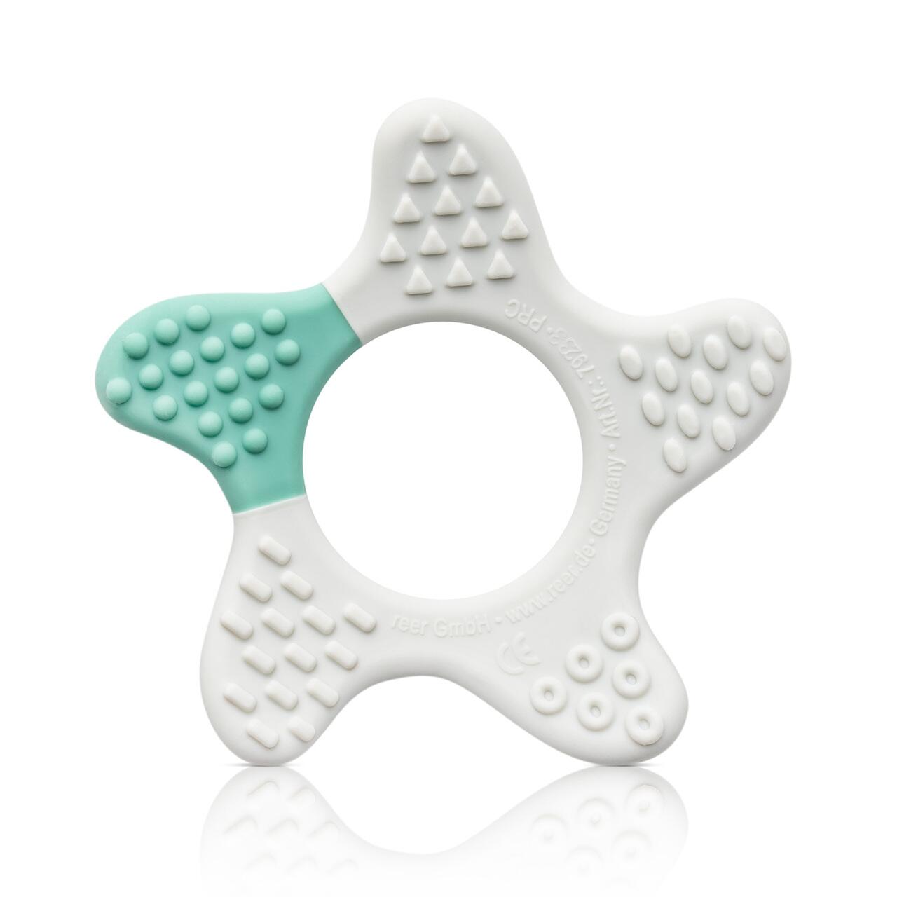 Produse - Inel de dentitie Star pentru bebelusi, din silicon, pentru masaj si calmare, 3+ luni, Reer 79233