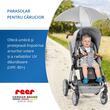 Umbrela parasolar carucior copii, protectie UV 80+, forma patrata 80 cm, reglabila 180°, prindere universala anti-alunecare, gri melange, Reer ShineSafe 84271 