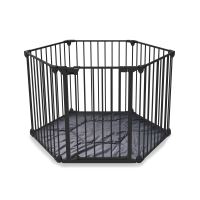 Tarc de joaca hexagonal modular cu saltea Noma, metal negru, N94030