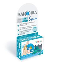 Dopuri de urechi pentru inot, impiedica patrunderea apei in urechi la copii, 1 an+, reutilizabile, hipoalergenice, albastre, SANOHRA Swim Kids