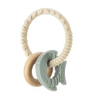 Inel de dentitie BiteDuo pentru bebelusi, din lemn si silicon, 3+ luni, Reer 79302