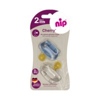 Set 2 suzete Nip Cherry Boy cu tetina rotunda din latex natural, 6+ luni, nip 38883
