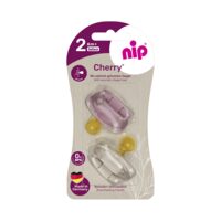 Set 2 suzete Nip Cherry Girl cu tetina rotunda din latex natural, 6+ luni, nip 38884