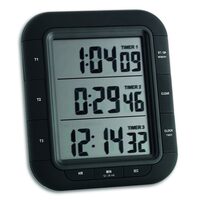 Timer si cronometru digital triplu, cu operare simultana, ceas, memorie, negru, TFA 38.2023