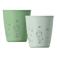Set 2 pahare nip® Green pentru copii cu motive gravate laser, din materiale naturale regenerabile, fara BPA, fara melamina, lavabile in masina de spalat vase, Made in Germany, 12+ luni, verde, nip 38841