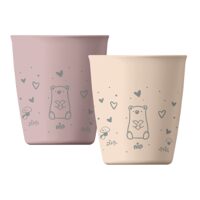 Set 2 pahare nip® Green pentru copii cu motive gravate laser, din materiale naturale regenerabile, fara BPA, fara melamina, lavabile in masina de spalat vase, Made in Germany, 12+ luni, roz, nip 38840