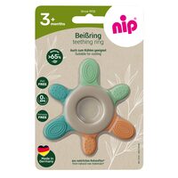 Inel de dentitie pentru bebelusi nip® Green, masaj gingii si primii dintisori, din materiale naturale, fara BPA, fara ftalati, fara PVC, Made in Germany, 3+ luni, nip 38787 