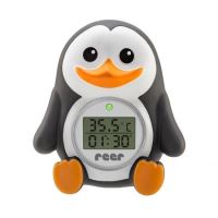 Termometru digital de baie si camera MyHappyPingu, cu ceas, Reer 24041